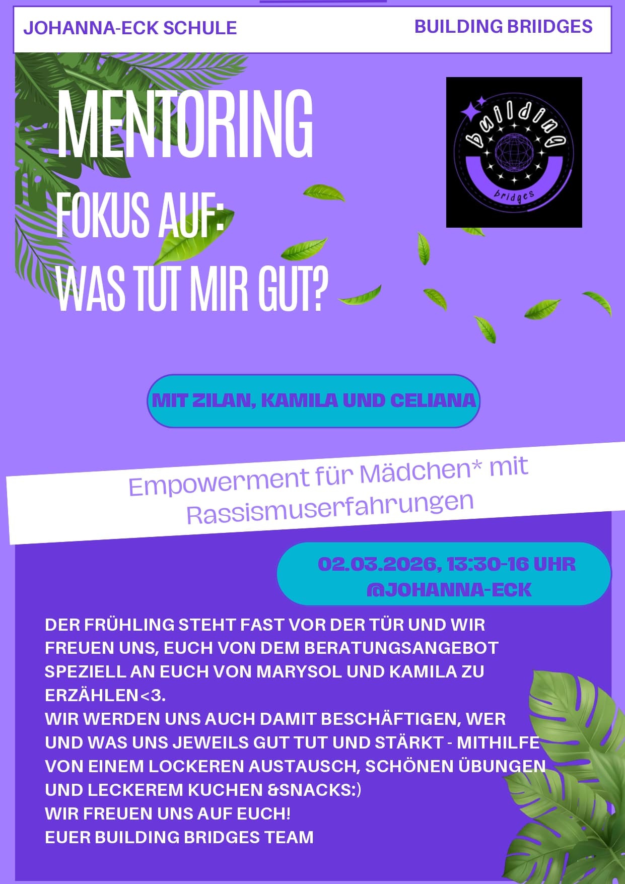 Flyer preview for Mentoring workshop — Johanna-Eck