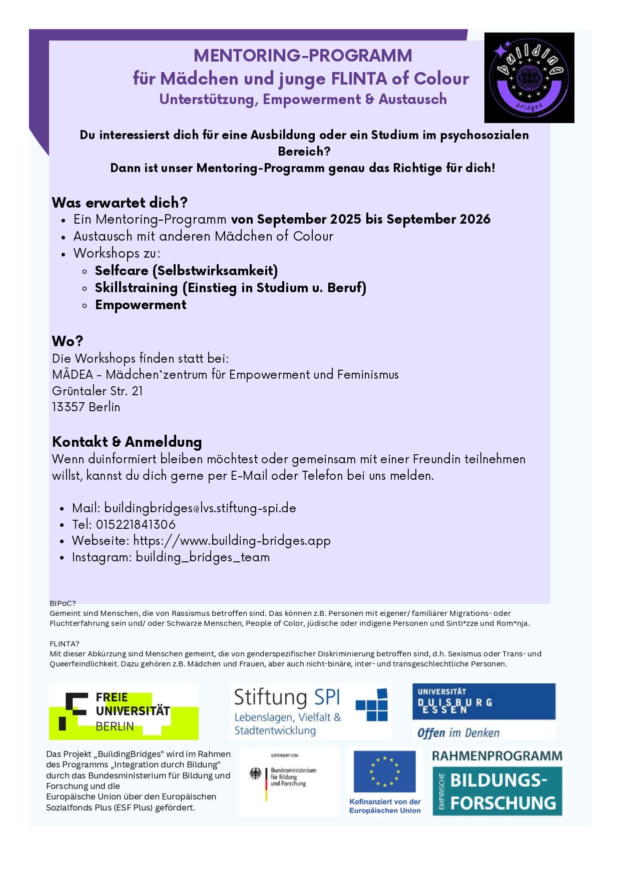 Flyer preview for Individual mentoring